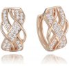 MINET Luxusné Rosegold strieborné náušnice krúžky s bielymi zirkónmi