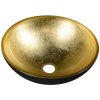 SAPHO - MURANO BLACK-GOLD sklenené umývadlo na dosku, priemer 40cm, zlata/čierna AL5318-77
