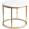 Dobse CLIFF okrúhly konferenčný stolík, biely mramor/zlatá