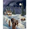 Zuty – Maľovanie podľa čísel – Medvedík čistotný pri rieke a chata v zime (D. Rusty Rust), 80 × 100 cm, plátno 8596530185864