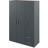 KONDELA Adeli trojdverová šatníková skriňa so zásuvkami grafit