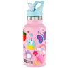 SKIP HOP Fľaša s nálepkami so slamkovým náustkom nerezová ružová 380 ml, 4r+