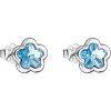 Evolution Group Strieborné náušnice perlička s krištálmi Swarovski modrá kytička 31255.3, darčekové balenie