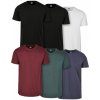 Pánske tričko Urban Classics Basic 6ks - čierne, čierne, biele, vínové, zelené, modré M