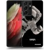 Picasee silikónový čierny obal pre Samsung Galaxy S21 Ultra 5G G998B - Astronaut Big
