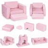 Kreatívna detská pohovka z mäkkých vankúšov – skladací modulárny set 8 dielov - rúžová Ecotoys
