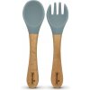 Martoine Detský príbor lyžička a vidlička s drevenými rukoväťmi 2 ks