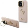 Guess PU Grained 4G Logo Stand Camera Frame Zadní Kryt pro iPhone 16 Pro Pink