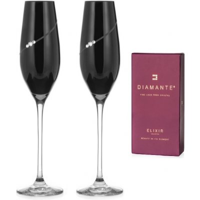 Swarovski Diamante poháre na šampanské Silhouette City Black s kamienkami 2 x 210 ml