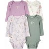 CARTER'S Body dlhý rukáv Purple/Green Floral dievča 4ks 24m/ veľ. 92