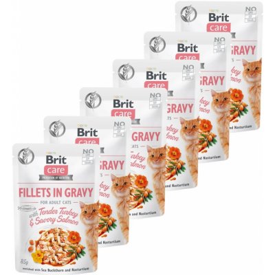 Brit Care Cat Fillets in Gravy Turkey & Salmon 6 x 85 g