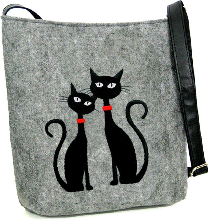 Bertoni kabelka crossbody mačky s červeným obojkom
