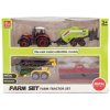 Teddies Sada farma traktor s príslušenstvom 4ks kov / plast mix druhov v krabici 21x15x6cm