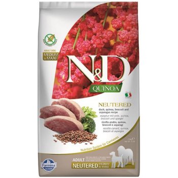 N&D dog Quinoa GF Adult mini, neutered, duck, broccoli & asparagus 7 kg