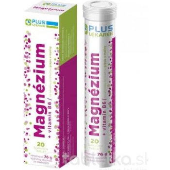 Plus Lekáreň Magnézium + vitamín B6 grep malina 20 šumivých tabliet