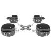 Shots Ouch! Black & White Bonded Leather Hogtie, putá na ruky a nohy a kríž pre bondage