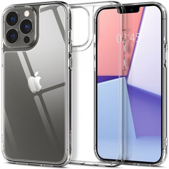 Spigen Quartz Hybrid lesklé so sklenenou zadnou stranou iPhone 13 Pro Max - čiré