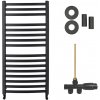 CERANO - Kúpeľňový radiátorový set Paolo - ústredné vykurovanie - bočné jednobodové pripojenie - 604W - čierna matná - 1090x550 mm CER-663613