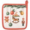 Clayre & Eef Vianočná bavlnená chňapka Christmas Carousel Dream 20 x 20 cm