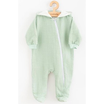 Dojčenský mušelínový overal s kapucňou New Baby Comfort clothes šalviová 80 (9-12m)