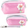 Ružové puzdro na kozmetiku s mašličkou a trblietkami
