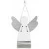 Textilomanie Strieborný porcelánový anjel STRIPES, závesný
