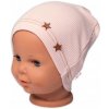 Baby Nellys Rebrovaná čiapka Hviezdičky - púdrová, veľ. 80/86, 80/86 (12-18m)