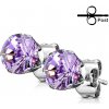 Šperky eshop - Náušnice z chirurgickej ocele - puzetky s ligotavým fialovým zirkónom W03.28 - Veľkosť zirkónu: 3 mm