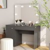 vidaXL Toaletný stolík s LED svetlami 110x55x145 cm MDF sivý 331550
