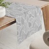 Biante Dekoračný behúň na stôl Leona LN-169 Biele listy na sivom 35x120 cm