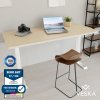 VESKA Výškovo nastaviteľný stôl (140 x 70 cm) - Sit & Stand Desk - Kancelársky stôl s elektrickým nastavením výšky s dotykovou obrazovkou a oceľovými nohami - biely/bambus