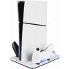 Multifunkčná stanica FIXED pre PlayStation 5 (Slim) s vetrákmi a nabíjaním pre dva ovládače DualSense, čierno-biela