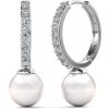 Royal Fashion strieborné náušnice pozlátené 18k bielym zlatom Swarovski DES0722-WG