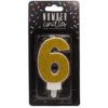 PartyDeco Sviečky „6“ zlato 7 cm