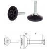 ø-50mm, M8x40mm, H-40mm, čierna,Bezkĺbová plastová nivelačná nožička, závitovo-nastavitelná.