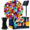 SPRINGOS LED reťaz - 12m, 100LED, 8 funkcií, solar, IP44, multicolor