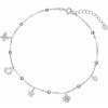 Again Jewelry Veselý strieborný náramok na nohu s príveskami AJNH0010