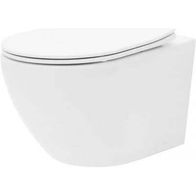 REA CARLO mini závesná WC misa 49x37 Rimless s pomaly padajúcim sedátkom biela C2760 REA-C2760
