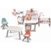 Set domček pre bábiku Large Doll's Play Center Natur D'Amour Baby Nurse Smoby a stôl KidTable s 2 stoličkami KidChair