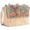 Korková crossbody kabelka s retiazkovým popruhom – Pestrofarebné kvety