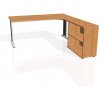 Pracovný stôl Flex, ergo, ľavý, 180x75,5x200,0 (80x40) cm, jelša/kov