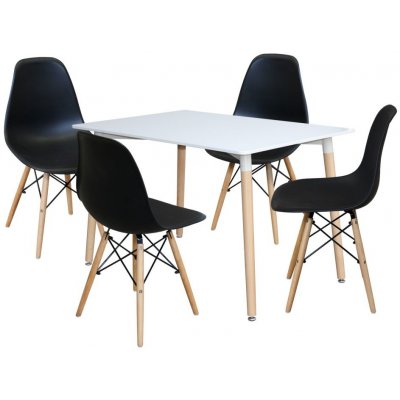 IDEA nábytok Jedálenský stôl 120x80 UNO biely + 4 stoličky UNO čierne