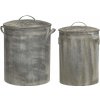Chic Antique 2ks okrúhly plechový zinkový antik vedierko s vekom Planters - Ø 36*49/ Ø 30*44 cm - Chic Antique