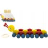 Teddies Húsenica drevo ťahacie farebná 27cm v krabičke od 12 mesiacov