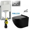 GEBERIT KOMBIFIXBasic vr. matného tlačidla DELTA 25 + WC MEXEN LENA ČERNÁ Rimless + SEDADLO 110.100.00.1 21MA ME01