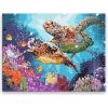 Diamantové maľovanie - Vodné korytnačky - 40x30 cm, plátno vypnuté na rám - výroba CZ