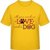 E190 Tričko pre Deti Dizajn s motívom Láska a pes Sýtožltá
