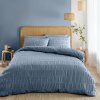 Modré krepové obliečky na dvojlôžko 200x200 cm Seersucker – Catherine Lansfield