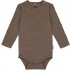 Detské body dlhý rukáv z merino vlny a bambusu hnedé Melange Denver Mikk-Line Veľkosť: 86