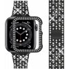 APPLE WATCH remienok pre ženy s ochranou displeja, diamantové kryštálové ochranné puzdro s kovovým pásikom pre iWatch Series 1/2/3/4/5/6/7 čierny 42mm